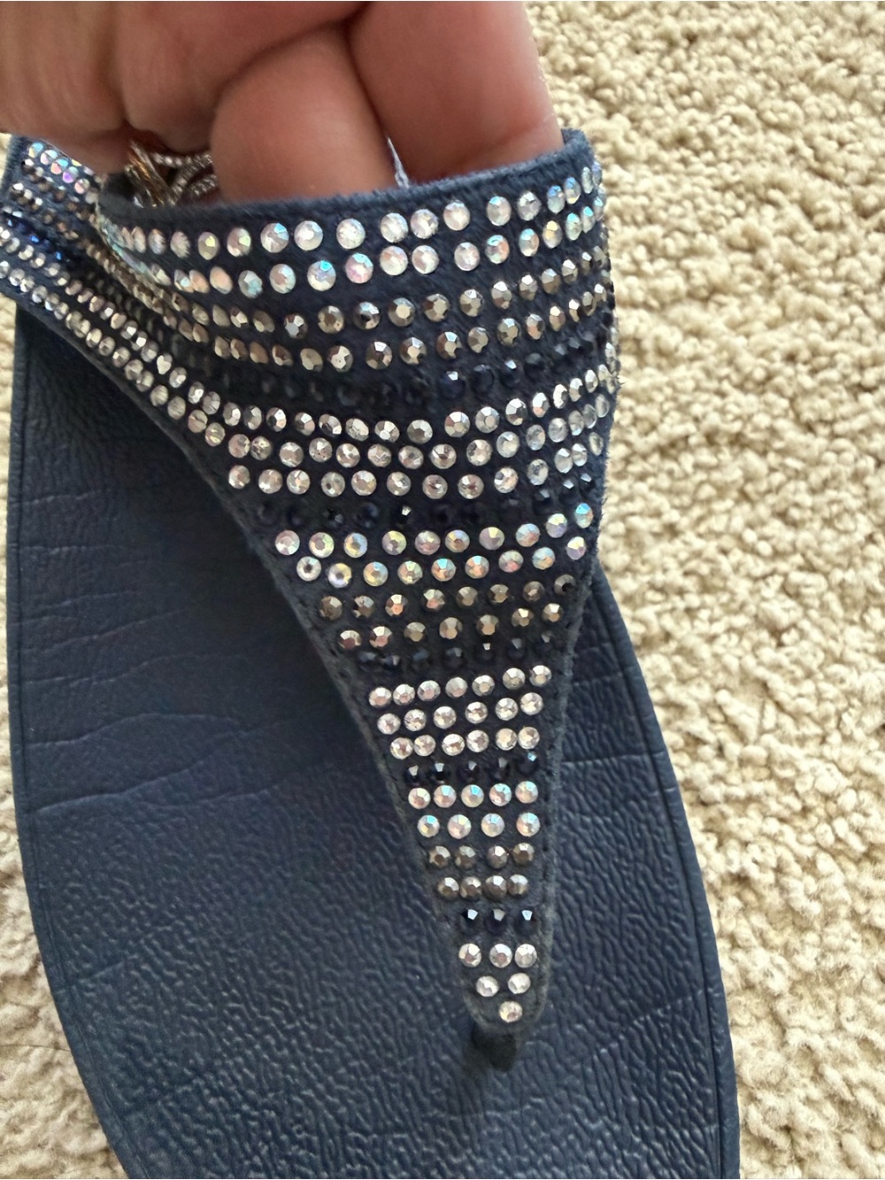 FitFlop Navy Blue Rhinestone Orthodic Sandals - Picture 4 of 8